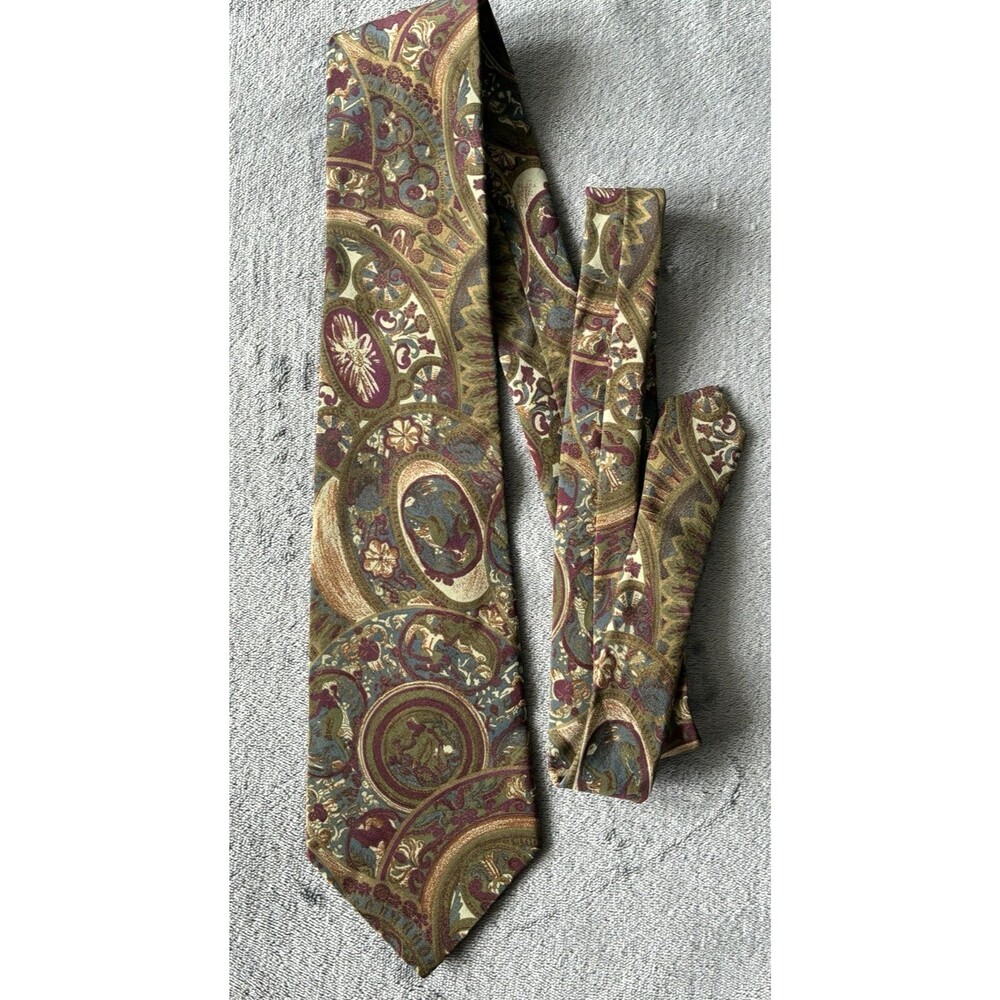Vintage Linea Laric Como Italy Paisley Necktie Silk Tie